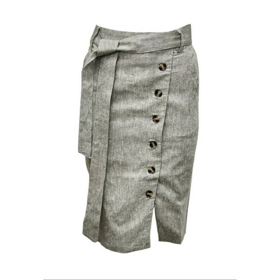 HoodLamb Women's Side Button Down Hemp Skirt 420, Olive, X-Small