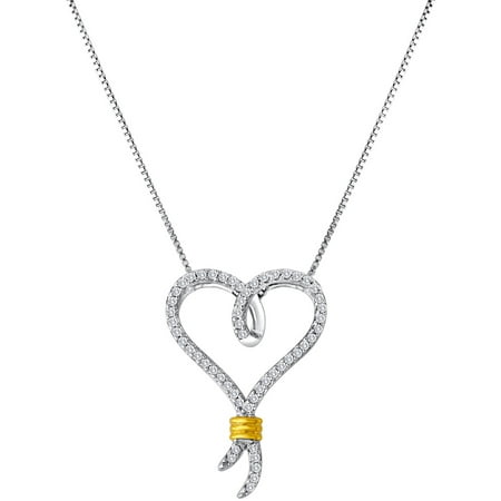 Knots of Love 14kt Yellow Gold over Sterling Silver 1/4 Carat T.W. Diamond Pendant, 18