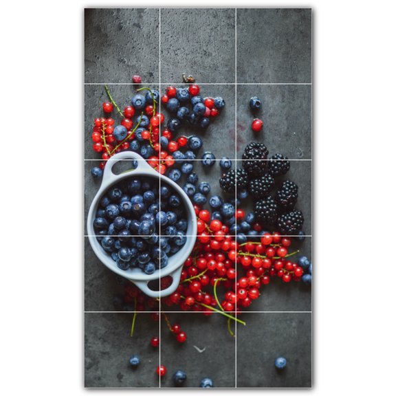 Picture-Tiles.com: Fruit Ceramic Tile Wall Mural WAL500679-35S. 12.75"W x 21.25"H using (15) 4.25" x 4.25" Ceramic Tiles-Satin Finish