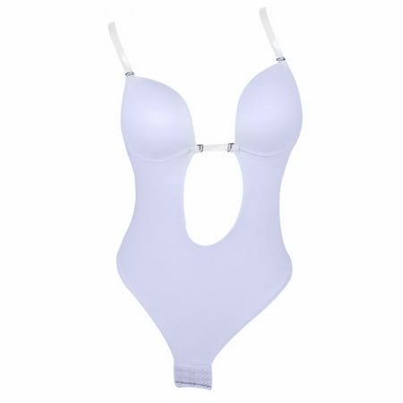Fusipu Women Seamless Backless Underwear Dress Push Up Bodysuit Clear Strap Body Shaper