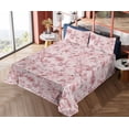 thumbnail image 4 of Ambesonne Vintage Fitted & Flat Sheet with Sham 3 Pcs Set, Weathered Effect Floral Art, Twin XL, Pale Pink and Dried Rose, 4 of 5