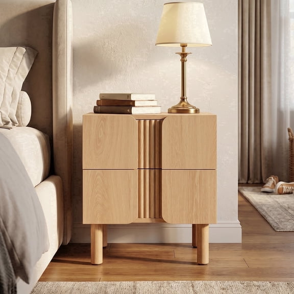 Langford Home 20.5" Blonde Birch 2-Drawer Wood Nightstand