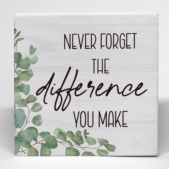 7x7 IN Never Forget the Difference You Make Wooden Box Sign, Inspirational Desk Decor, Farewell Retirement Gifts for Coworkers Bos, Decor Wooden Box Block Sign