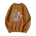 thumbnail image 4 of XDZJLR Christmas Shirts Women Cow Holiday Print Sweatshirt Festive Western Graphic Pullover Top Casual Soft Crewneck Shirt Brown Xl, 4 of 4