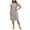 Grey, variant on vigerkar Women's Linen Striped Shirt Dress Short Sleeve Button Down Notched V Neck Summer Beach Tunic Midi Dress (Red, S)
