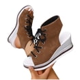 thumbnail image 4 of OKBOP Wedge Sandals for Women Open Toe Footbed Comfort Sandals Lace-Up Pool Casual Shoes, 4 of 6
