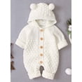 thumbnail image 4 of Dewadbow Newborn Baby Boy Girl Bear Ear Knit Romper Hooded Wool Sweater Jumpsuit, 4 of 6