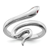Auriga Fine Jewelry 925 Sterling Silver Rh-Plated Snake With Ruby Toe Ring for Women