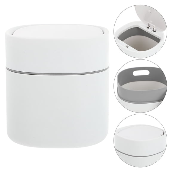 LEORX Small Desk Trash Can With Lid 1Set Square Organizer For Office Supplies