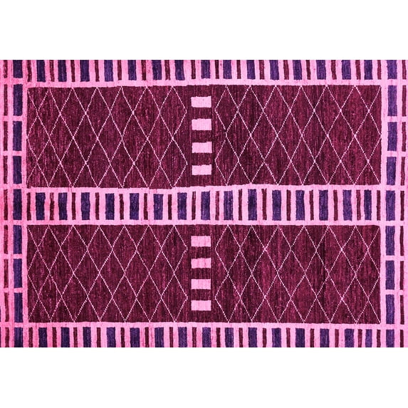 Ahgly Company Indoor Rectangle Abstract Pink Modern Area Rugs, 8' x 12'