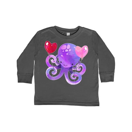 

Inktastic Valentine’s Day Cute Purple Octopus with Heart Balloons Gift Toddler Boy or Toddler Girl Long Sleeve T-Shirt