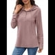 thumbnail image 3 of Sudadera con Capucha para Mujer, de y Otoño, con Cuello en V, Larga y Botones con Cordón. Rosa S, 3 of 10