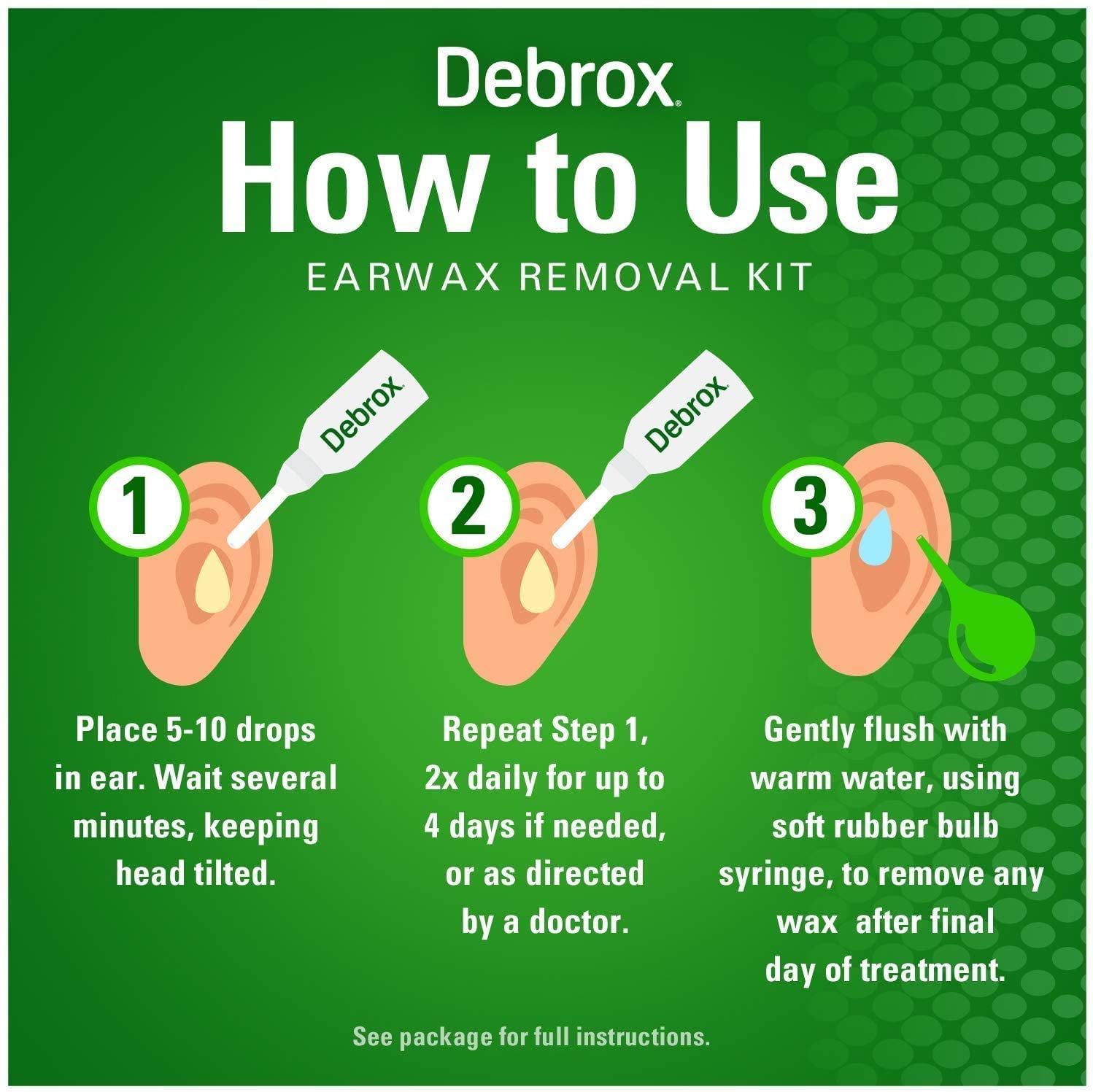 Debrox Earwax Removal Drops With Bulb - 0.5 Oz, 3 Pack