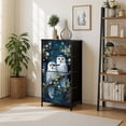thumbnail image 7 of Dresser for Bedroom with 4 Storage Drawers Snowy Owl Pair Perched Branch Floral Night Sky Dressers Chest of Drawers Steel Framed Fabric Closet Organizers for Entryway, 7 of 7