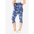 thumbnail image 2 of Woman Within Plus Size Stretch-Cotton Knit Pull-On Printed Pocket Capri Leggings, 2 of 3