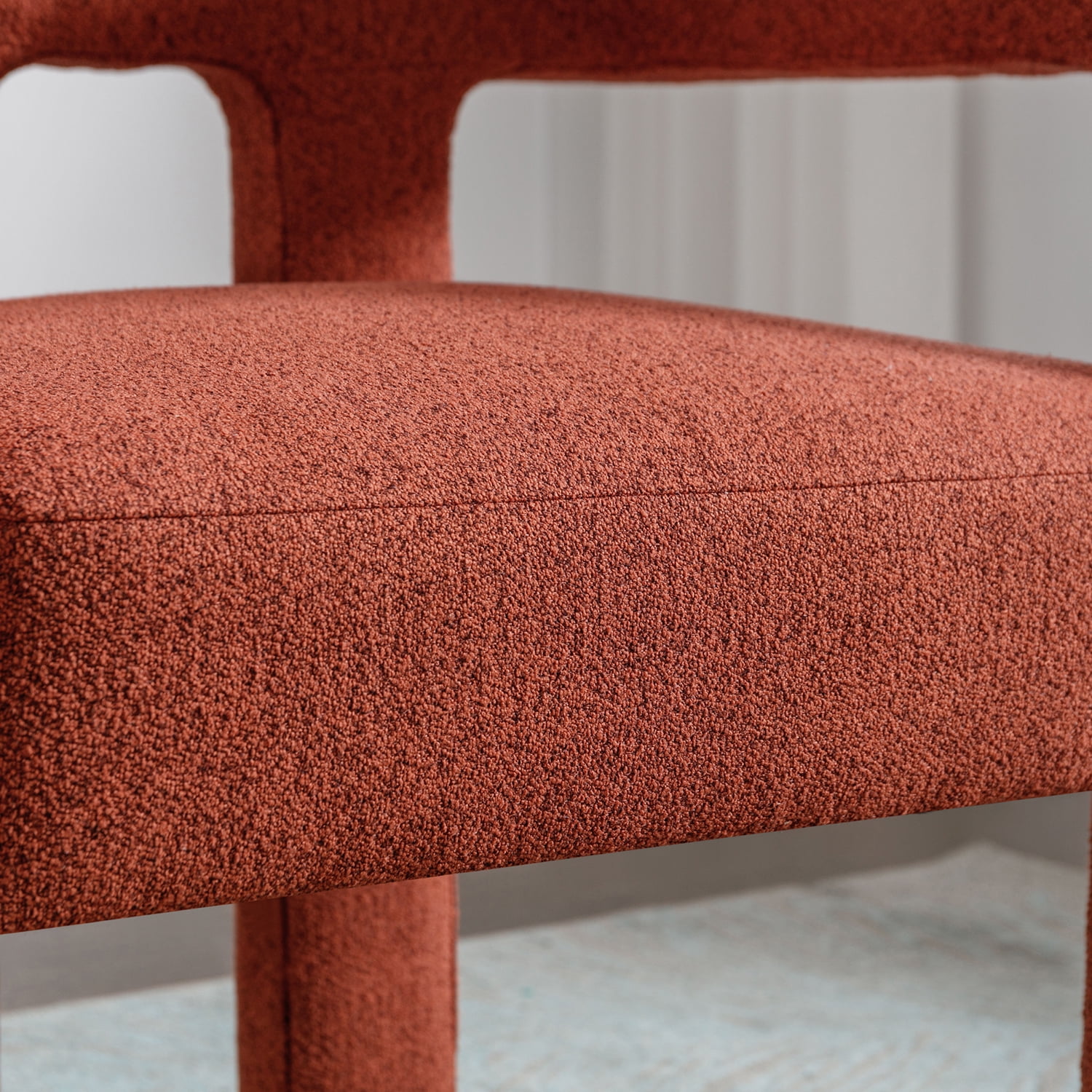 Kadyn Upholstered Accent Chair, Fabric Single Sofa Chairs for Living Room, Linen Armchair for Dining Room, Orange