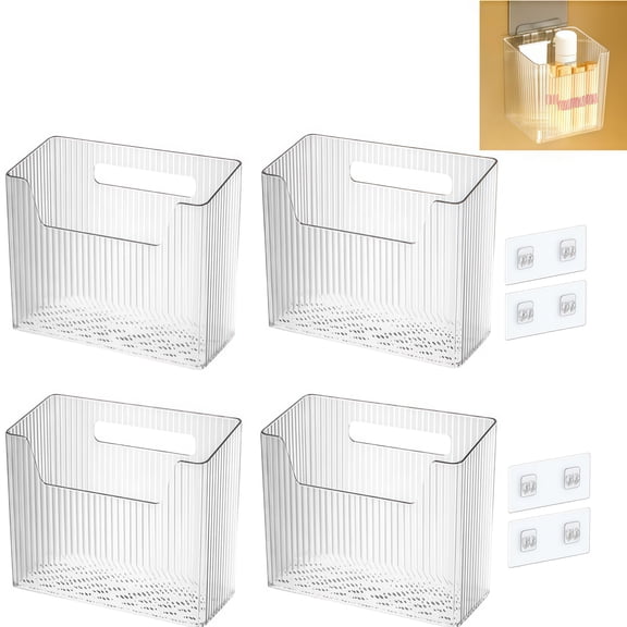 4PCS Versatile Clear Vanity Organizer For Toiletries And Makeup In Any Bathroom
