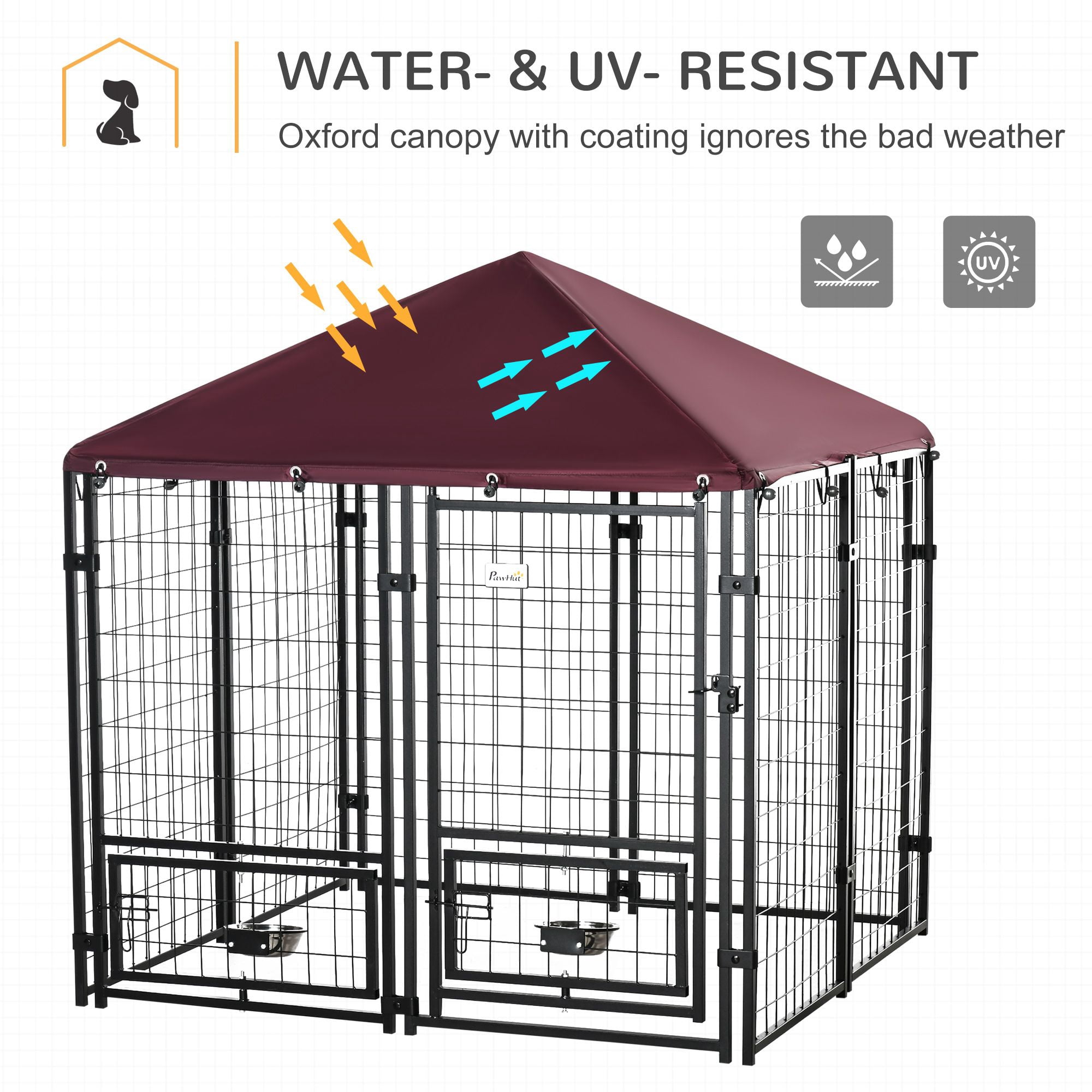 Dranite  5x5 ft Outdoor Dog Kennel, Heavy Duty Wire Metal Pet Playpen with Steel Frame