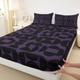 thumbnail image 3 of Homewish Fashion Minimalst Adult Queen Sheet Sets, Black Purple Square Cycle Flat Sheet, Modern Abstract Queen Fitted Sheet, Breathable Home Decor, 4 Pieces, 3 of 7