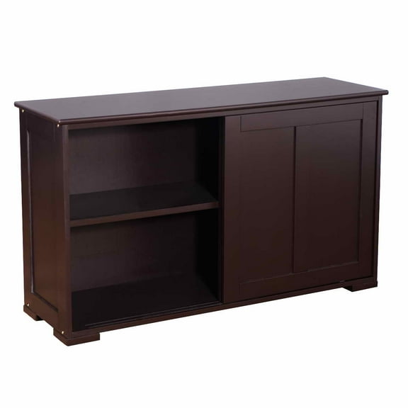 Topbuy Wood Buffet Cupboard Kitchen Storage Cabinet Sideboard w/ Sliding Door Brown