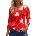 thumbnail image 5 of Garbnen Valentine Day Shirts for Women 3/4 Sleeve T Shirts for Women Love Heart Print Crew Neck Dressy Pullover Blouse Tee, 5 of 6
