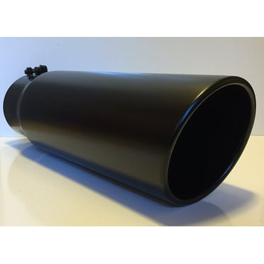 4" Inlet x 5" Outlet x 15" Long Rolled Edge FLAT BLACK Diesel Exhaust Tail Pipe Tip (Bolt On)