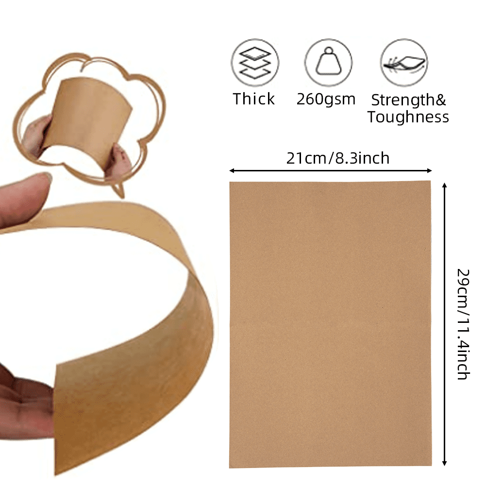 HTVRONT Brown Cardstock Paper Bundle - 100 Sheets Cardstock 8.5 x 11 inch,  230 gsm Thick Cardstock for Cricut Machine, Brown Kraft Paper for