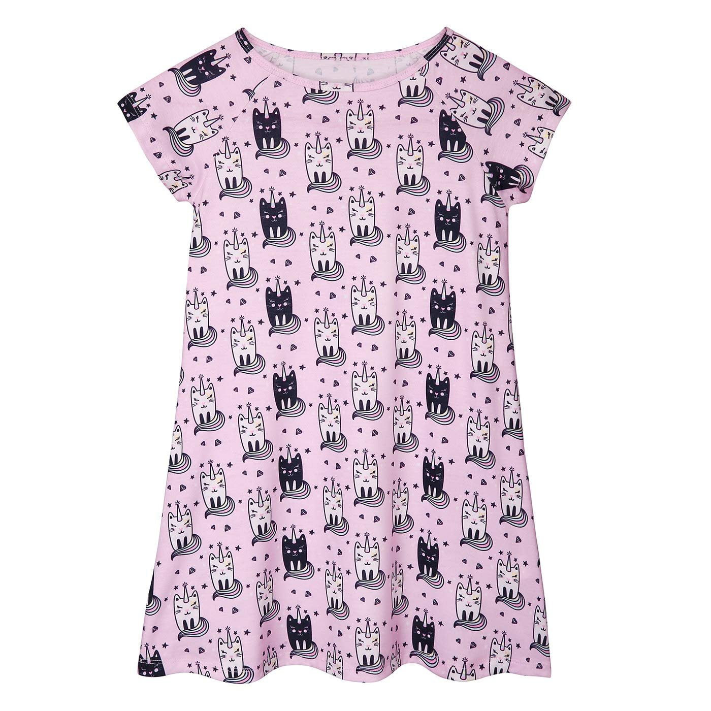 Unicorn Princess Nightgowns Little Girls Nightdress Toddler Sleepwear Short Sleeve Pajamas