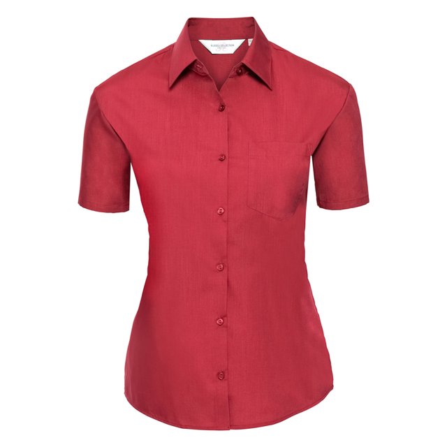 Russell Collection Womens Classic Polycotton Easy-Care Short-Sleeved Shirt