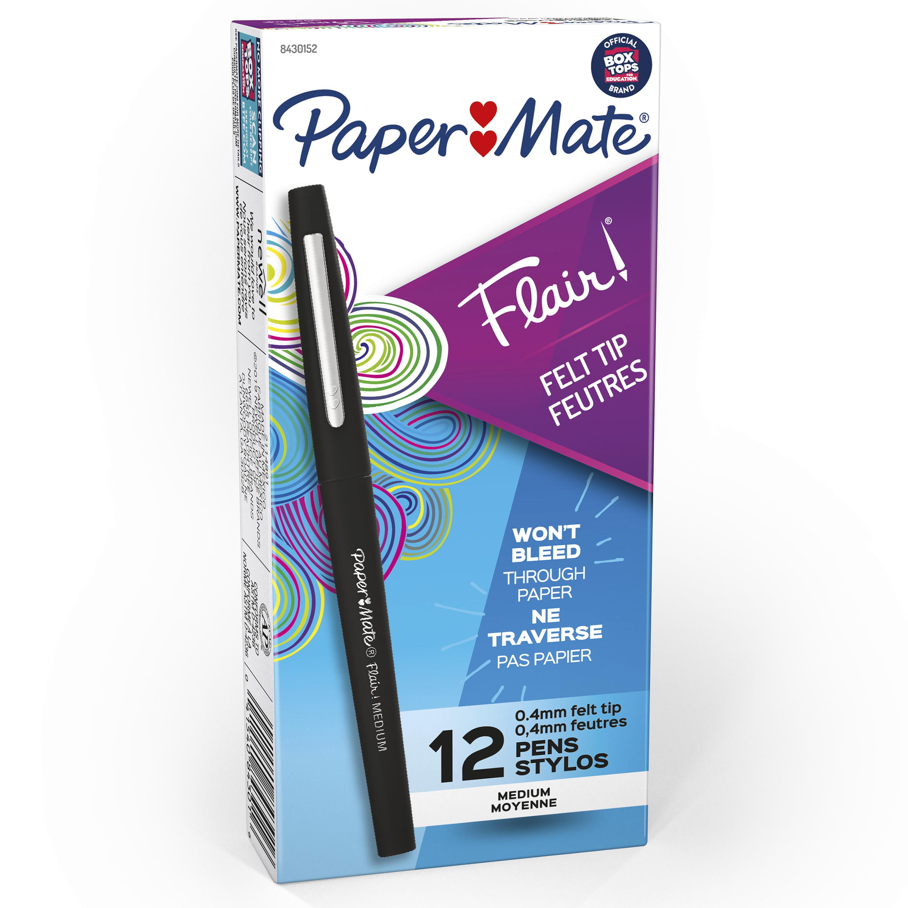 36 Count New & Improved Quality| Black Medium Point 36 Count Flair Marker Pens Felt Tip Pens 