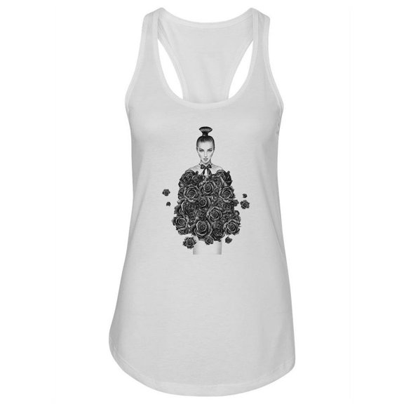 Woman With A Lot Of Flowers Racerback Tank Women -Image by Shutterstock, Female x-Small