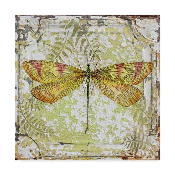 Jean Plout 'Dragonfly On Tin Tile 1' Canvas Art
