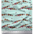 thumbnail image 1 of Soimoi Modal Satin Fabric Colorful Bird Print Fabric by the Yard 42 Inch Wide, 1 of 3