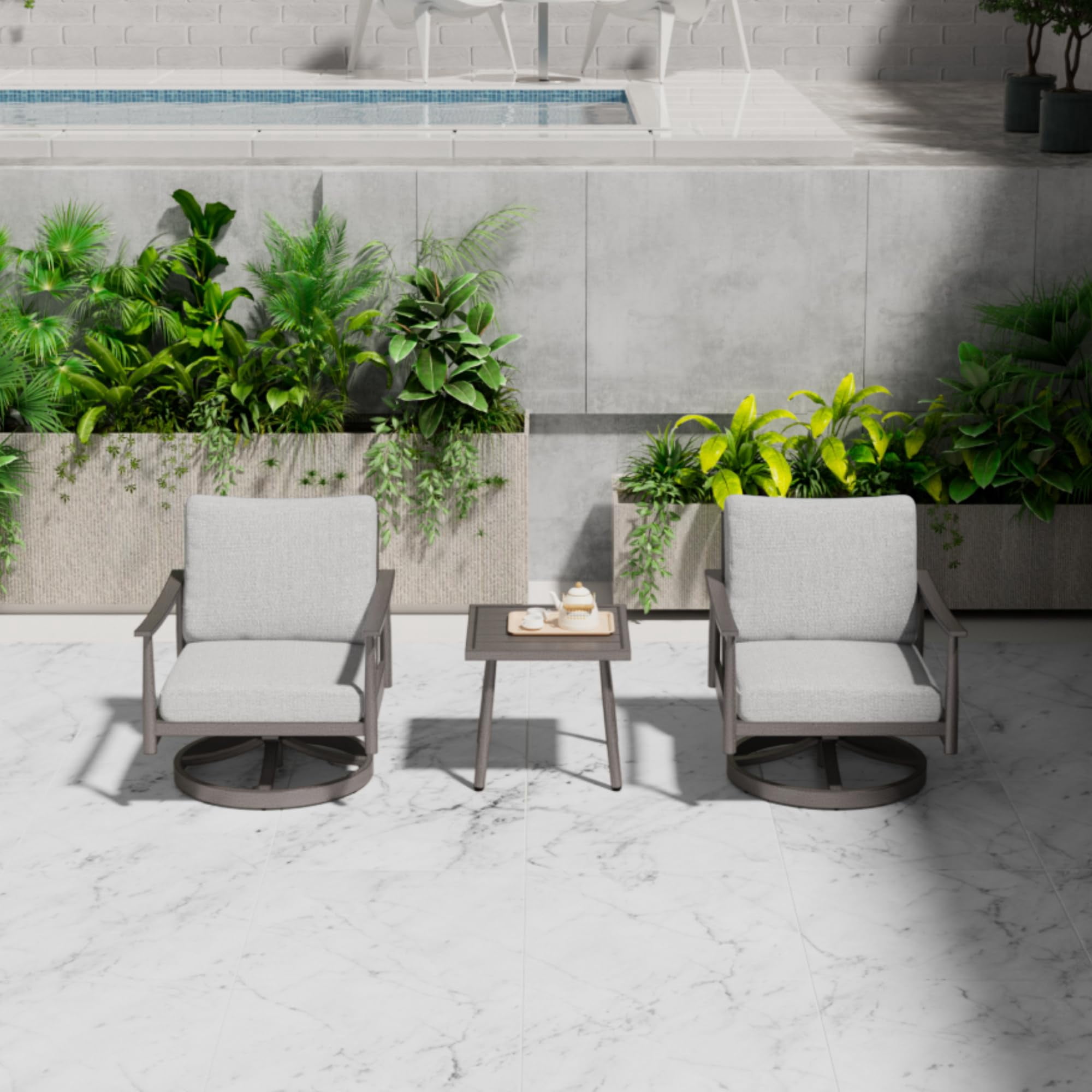 Aluminum Outdoor Side Table Waterproof and Rustproof Square End Table for Patio
