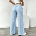 thumbnail image 7 of VBVC Women's Cotton Linen Wide Leg Pants , Drawstring Sweatpants For Women , Ladies' Summer Fall Trousers with Pockets, Light Blue , S-2XL, 7 of 7