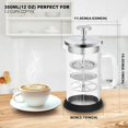 thumbnail image 2 of Mini French Press Coffee Maker-304 Stainless Steel Grilles, Borosilicate Glass Small Coffee Press,Non-slip Silicone Base-12 oz /350 ml with 2 Filter Screen-2 Cup Teapot, 2 of 4