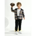 thumbnail image 3 of Kid Toddler Boy long Sleeve Clothes Flannel Plaid Hoodied Tops +Casual Pants Boys Fall Winter Outfits, 3 of 9
