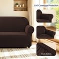 thumbnail image 5 of Subrtex 1 Piece Stretch Jacquard Couch Cover, Sofa Slipcover for 3 Cushion Couch, Machine Washable Furniture Protector(Sofa, Chocolate), 5 of 9