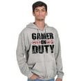 thumbnail image 3 of Gamer On Duty Video Games Nerdy Geeky Men's Big & Tall Graphic Zip Up Hoodie Brisco Brands 2X, 3 of 4