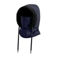 thumbnail image 2 of Pasamontañas de esquí con capucha, calentador de cuello, gorro de forro polar, térmico, poliéster, transpirable, resistente al viento Niños azul oscuro, 2 of 9