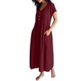 thumbnail image 7 of yoeyez Summer Maxi Dresses For Women Casual Plus Size Cotton Linen Dress Crew Neck Irregular Loose Long Dress With Pockets Vestidos Elegantes de Mujer, 7 of 7