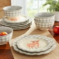 thumbnail image 4 of The Pioneer Woman Gingham 12-Piece Ceramic Dinnerware Set, Gray, 4 of 7
