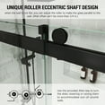 thumbnail image 4 of MCOCOD 57 to 60 in. W x 72 in. H Frameless Shower Door with Soft Close, 3/8" (10 mm) Clear Tempered Glass, Single Sliding Alcove Shower Doors, Matte Black Finish, 4 of 10