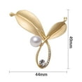 thumbnail image 5 of Grofry Leaf Brooch Faux Pearl Shiny Rhinestone Decor Electroplated Polished Anti-rust Exquisite Coat Collar Decoration Matt Clothes Pin, 5 of 7