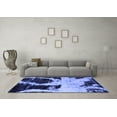 thumbnail image 3 of Ahgly Company Machine Washable Indoor Round Abstract Blue Modern Area Rugs, 4' Round, 3 of 4