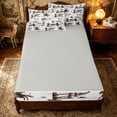 thumbnail image 4 of Erosebridal Retro Western Cowboy Zipper Twin Comforter Sets with Fitted Sheet and 2 Pillowcases for Boys Girls, Desert Horse Animal Print Zipper Bedding Set, Gray Reversible, 4-Piece, 4 of 7
