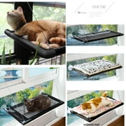 Peyela Cat Window Perch Hammock Bed Window Seat for Large Cats Indoor Sill Perch Mesh Black