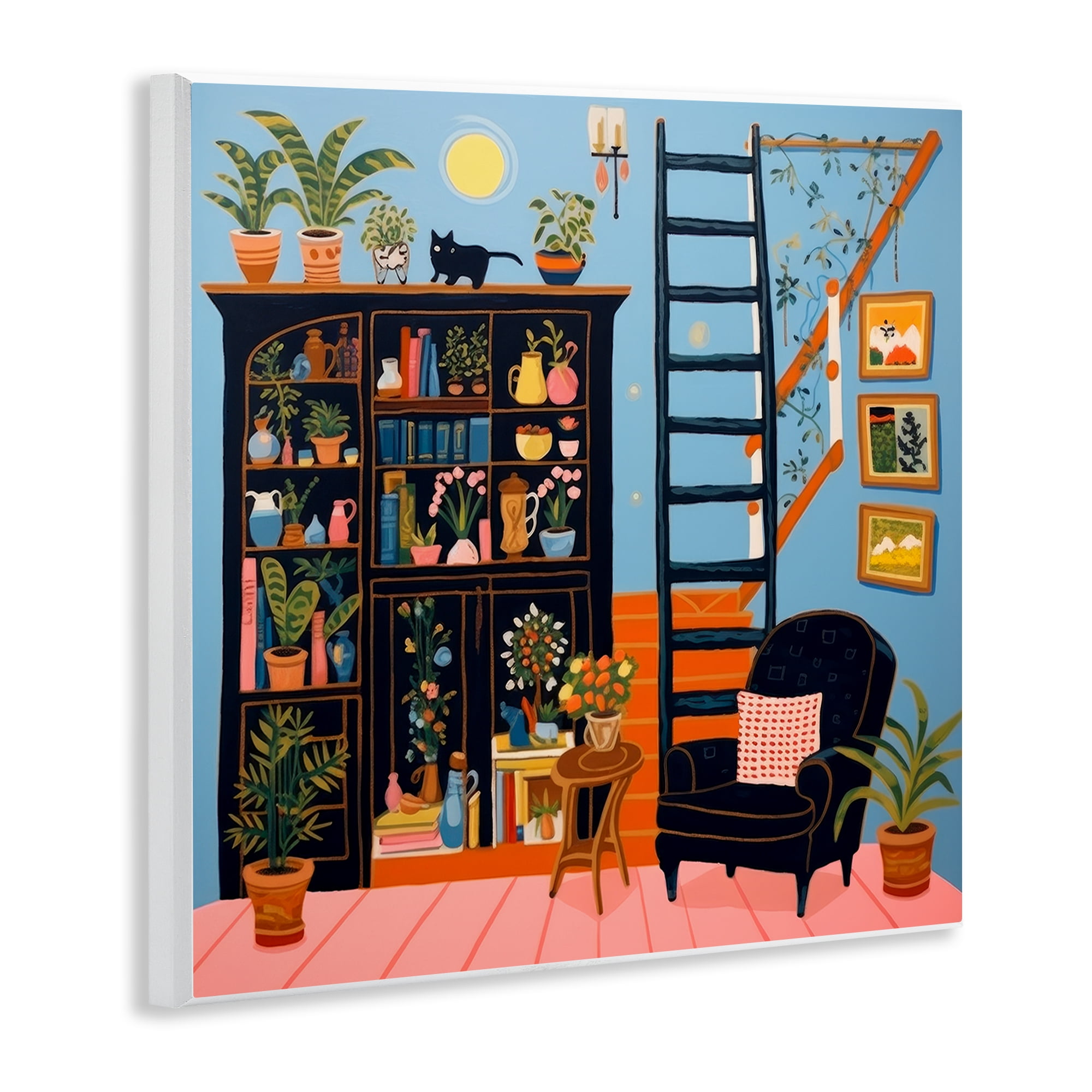 Stupell Industries Eclectic Fun Bookshelf Furniture Painting Unframed Art Print Wall Art, 12 x 12