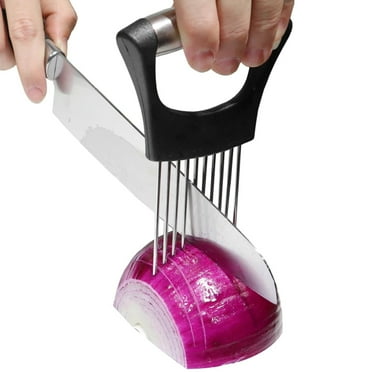 Onion Holder for Slicing, Onion Cutter Vegetable Chopper, Stainless Steel Tomato Slicer Vegetable Cutter for Potato, Avocados, Eggs, Food Slicer Assistant Tool for Fruit Lemon and Meat
