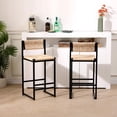 thumbnail image 3 of Set of 2 Hand Weave Bar Stool Set Natural Paper Rope Woven Seat Counter Height Chairs Farmhouse Style Furniture for Home & Office Dining Room, 3 of 15